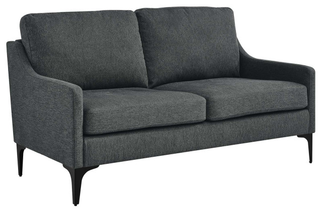 Corland Upholstered Loveseat, Charcoal