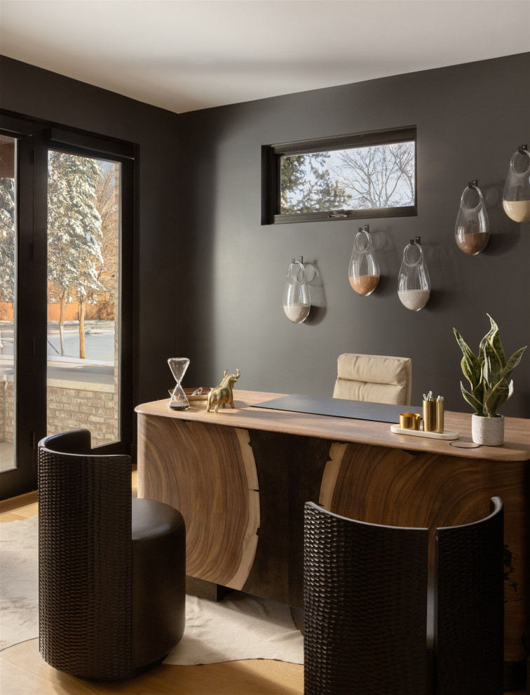 Moody Black Wall Office Design - Contemporary - Home Office - Denver ...