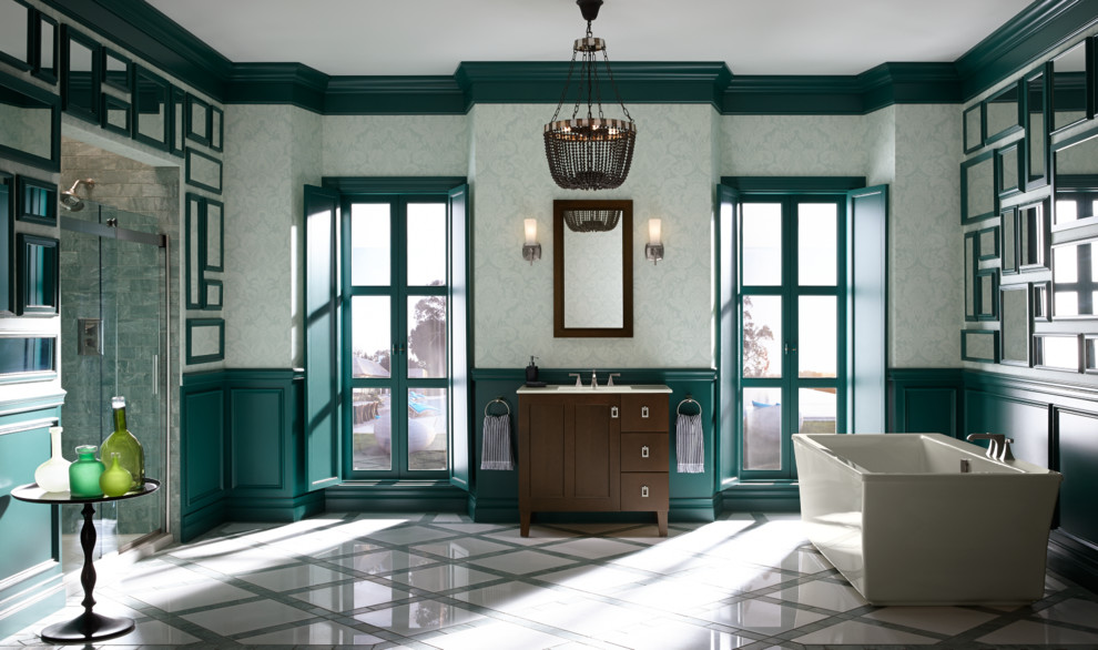Example of a transitional bathroom design in Phoenix