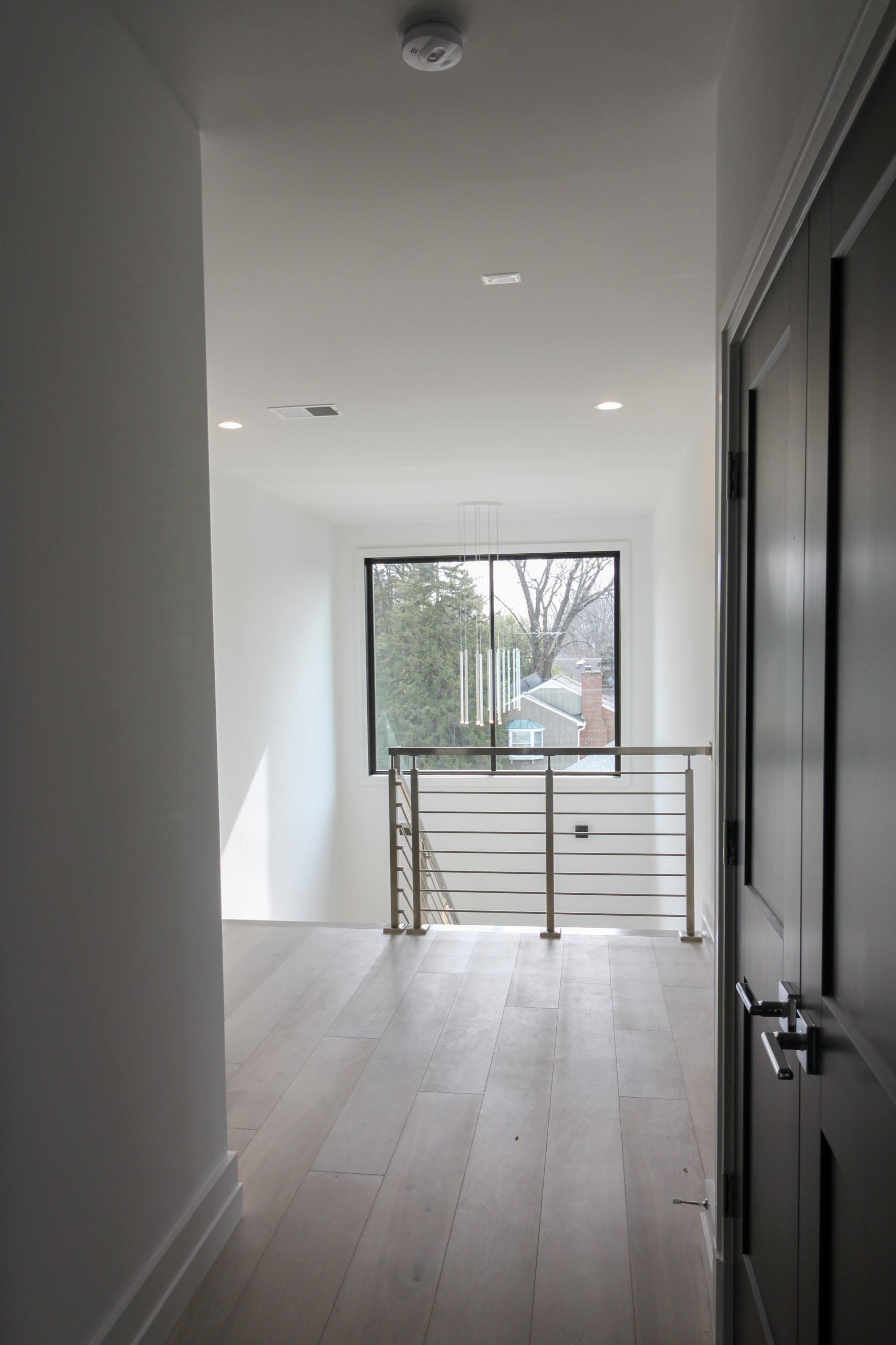 75_Modern Stairway: White O 75_ak & Stainless Steel Balustrade, McLean VA 22101