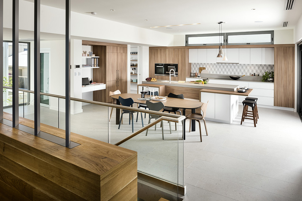 This is an example of a mid-sized contemporary kitchen/dining combo in Perth.