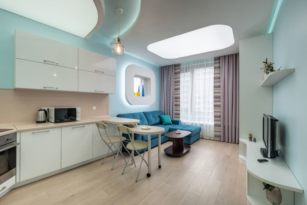 Реализованный проект интерьера квартиры-студии в ЖК "Четыре горизонта"