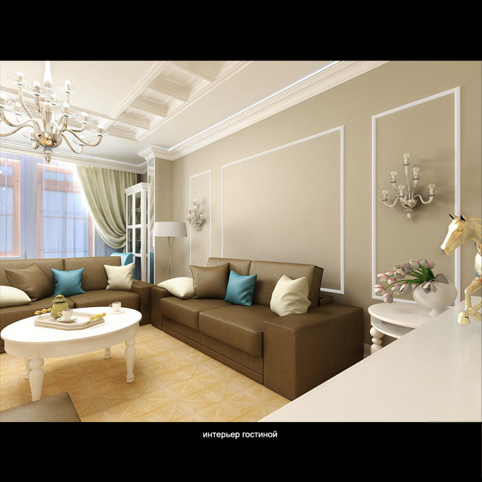 Разработка интерьера гостиной для молодой пары