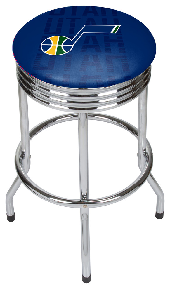 NBA Chrome Ribbed Bar Stool, City, Utah Jazz Contemporary Bar
