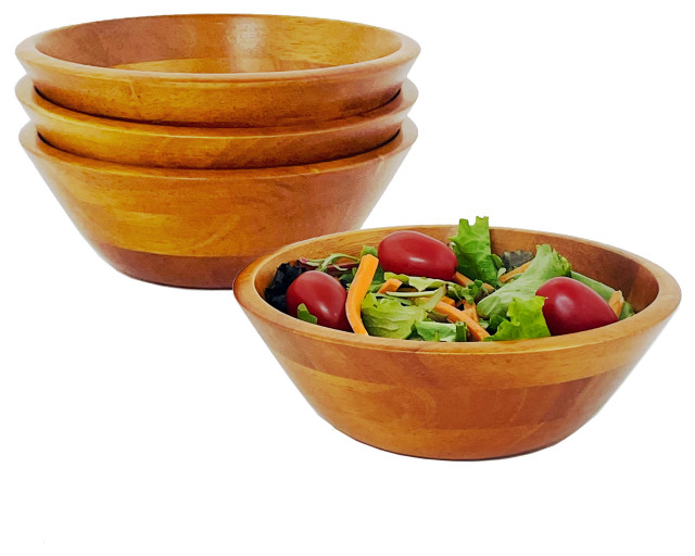 4-Piece Individual Wood Salad Bowl Set