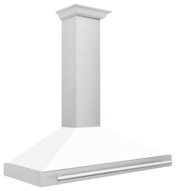 48" Stainless Steel Range Hood, White Matte Shell and Stainless Steel