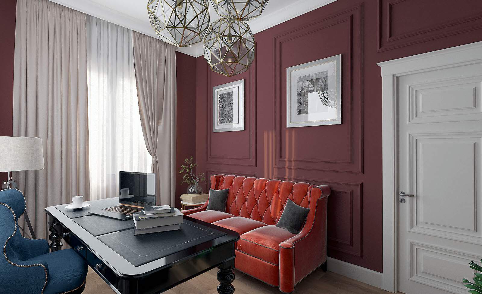 Дизайн интерьера кабинета в частном доме в Ростовской области