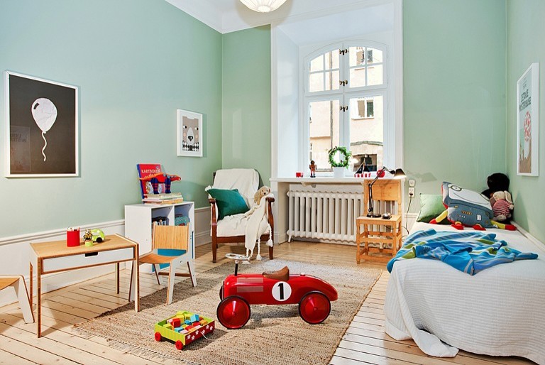 This is an example of a contemporary kids' room in Stockholm.