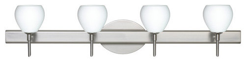 Tay Tay Satin Nickel Four-Light Bath Fixture with Opal Matte Glass
