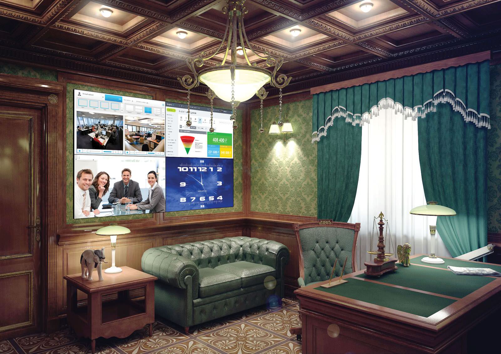 Умный дом - кабинет руководителя, видеостена.