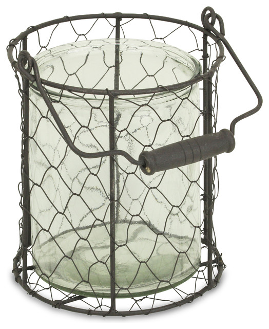 Glidden Basket With Glass Jar, Brown, Extra Large