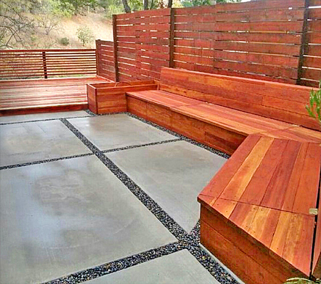 Large Concrete Paver Patio Wood Patio Transitional Patio