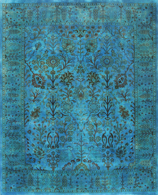 Rugsville Overdyed Turquoise Rug 12208 10x14 Traditional Area Rugsville Overdyed Turquoise Rug 12208 10x14