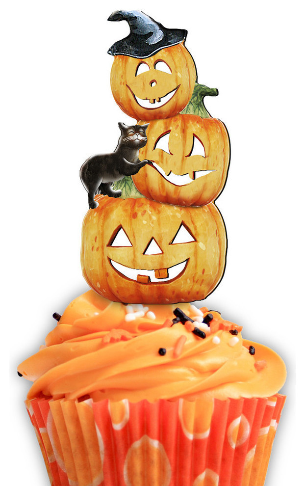 Halloween Pumpkins Cupcake And Cake Toppers