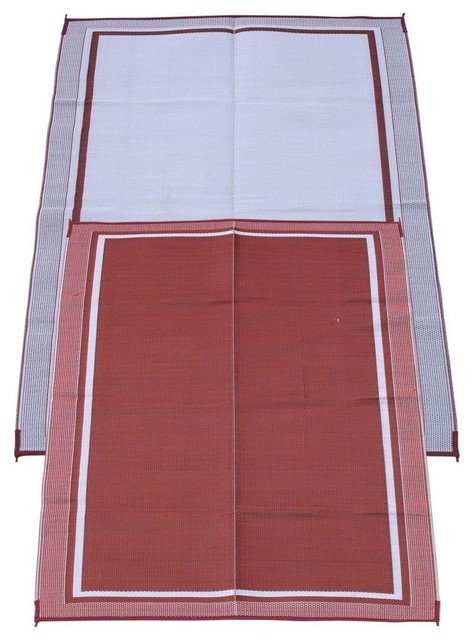 Contemporary Indoor/Outdoor Fireside Patio Mats Rugs Cranberry Sunrise 6 ft. x