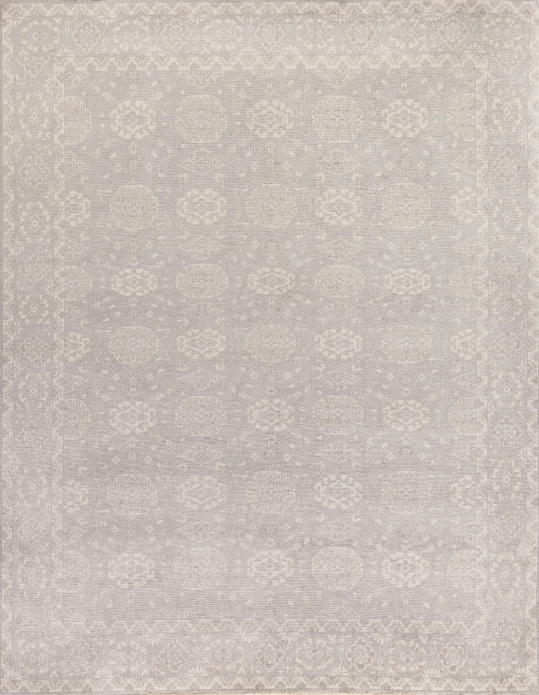 Restoration HandKnotted Wool Light Blue/Beige Area Rug, 9'x12