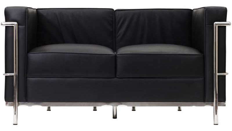 LC2 Leather Loveseat in Black