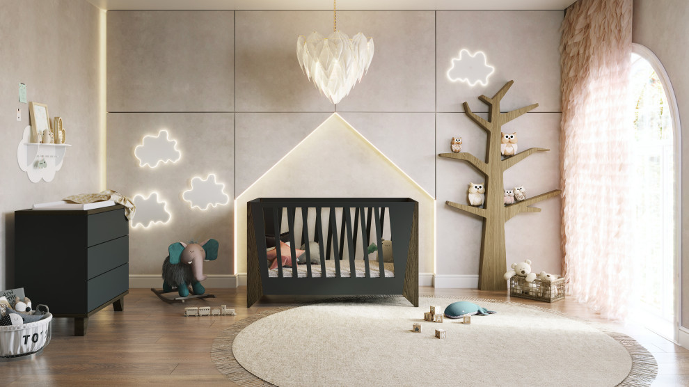 Example of a mid-sized trendy gender-neutral nursery design in Wiltshire