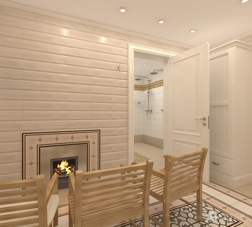 Одноэтажный загородный дом с баней