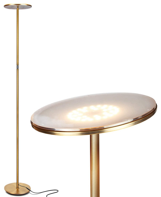 Brightech Sky Flux LED Torchiere Floor Lamp, Brass