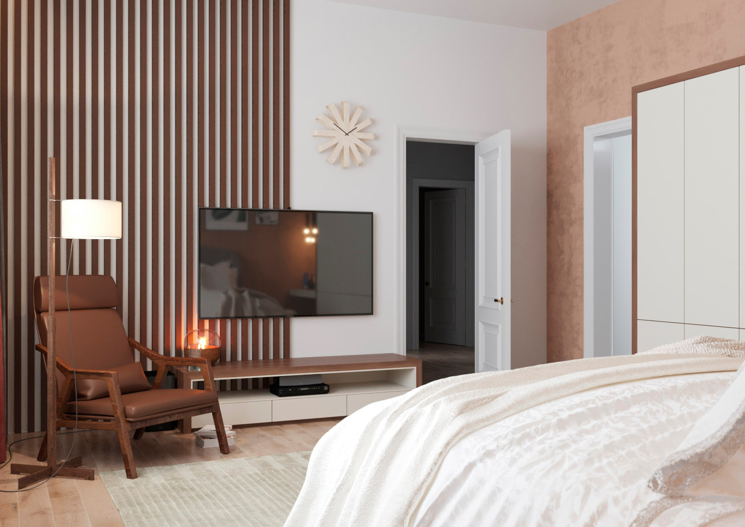 Спальня в светлый тонах