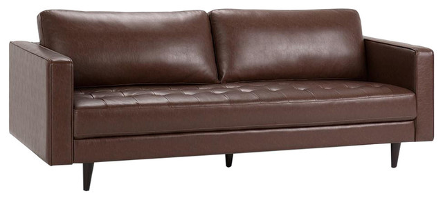 Blaine Mid Century Modern 89x35x33" Sofa, Distressed Cognac