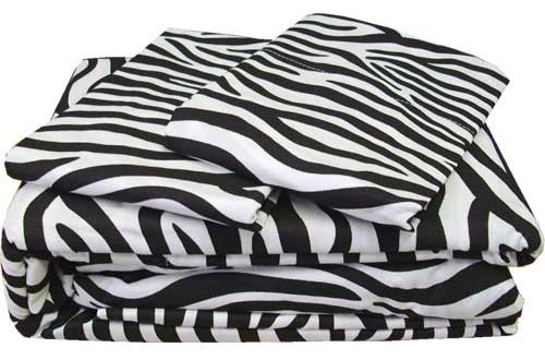 4pc Zebra Stripes Animal Print Bedding Queen Sheet Set