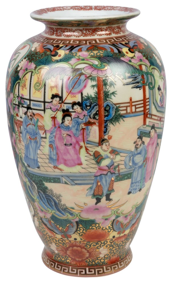 Rose Canton Chinese Porcelain Vase, 14" Asian Vases by William