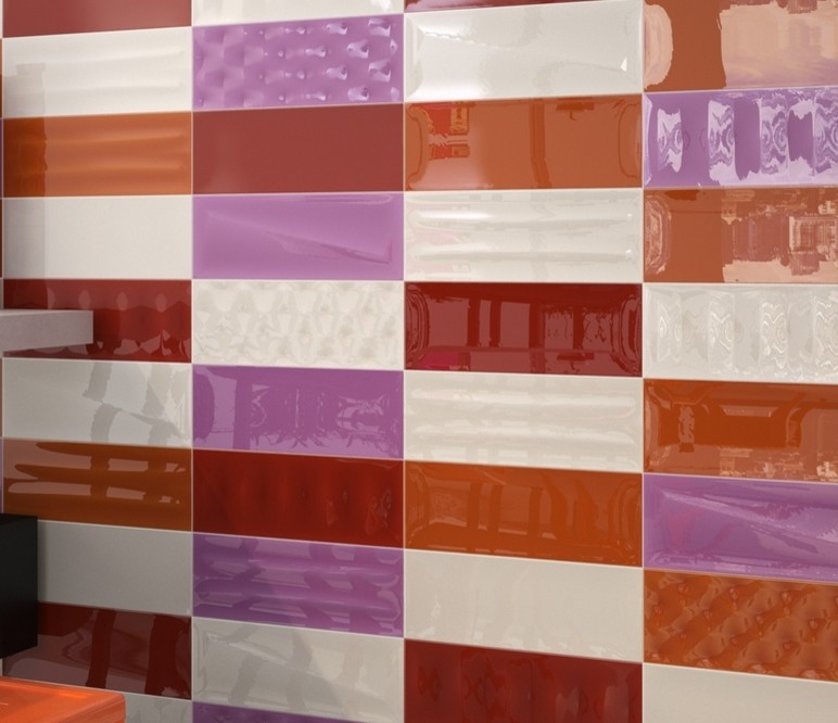 Minimalist eat-in kitchen photo in Chicago with multicolored backsplash and porcelain backsplash