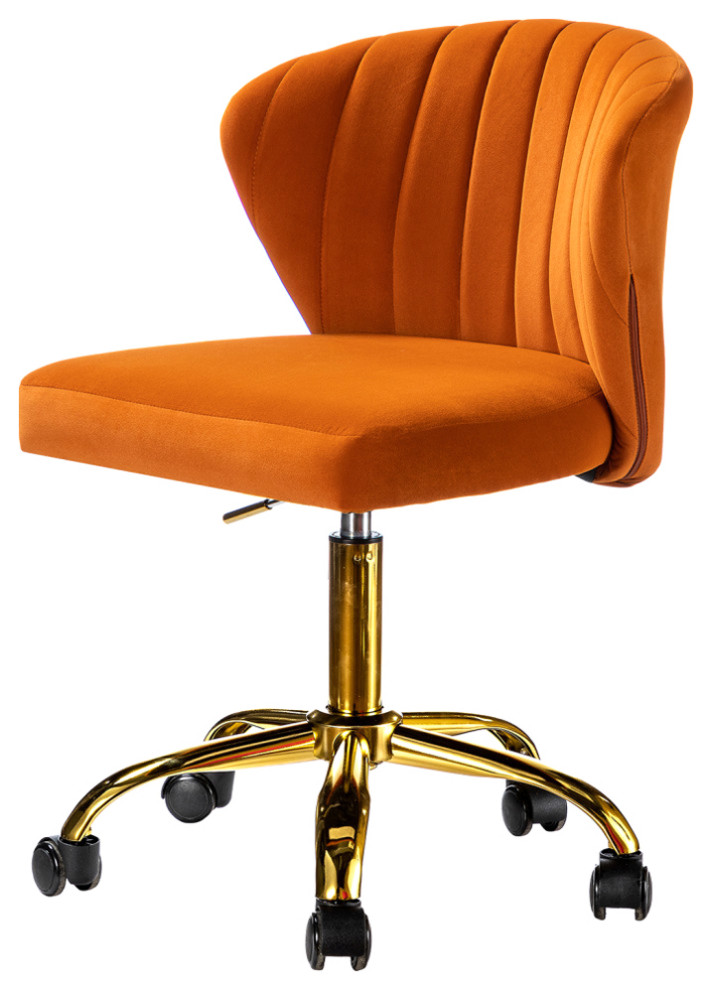 Swivel Task Chair With Tufted Back, Orange