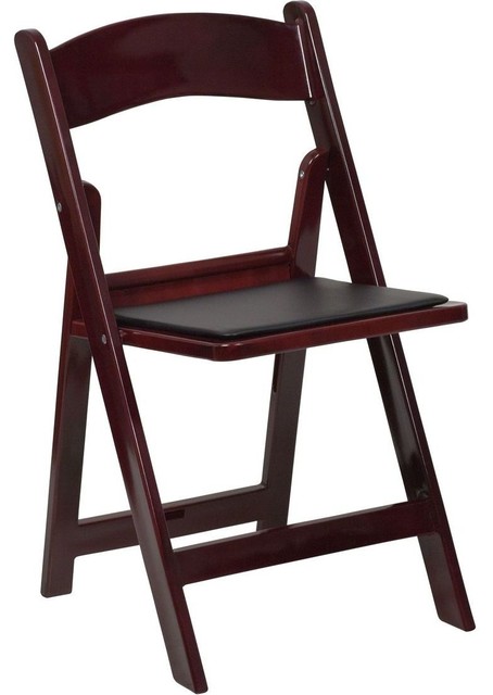 Hercules Series Red Mahogany Resin Folding Chair with Vinyl Padded Seat