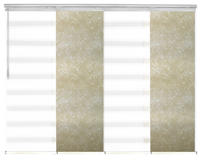 Blanched White-Sage 4-Panel Track Extendable Vertical Blinds 48-88"x94"