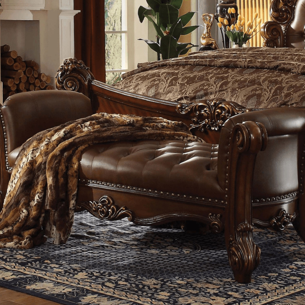 74" X 31" X 28" Cherry Polyurethane Bench Victorian Upholstered