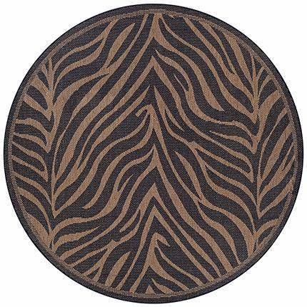 Recife Outdoor Zebra Animal Print Round Rug Contemporary