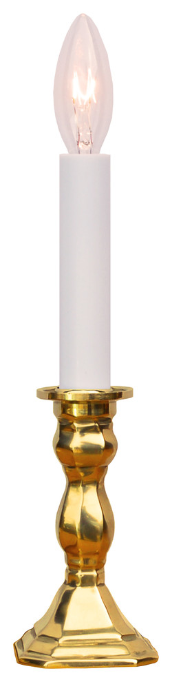 Octagonal Base Window Candle, Polished Brass