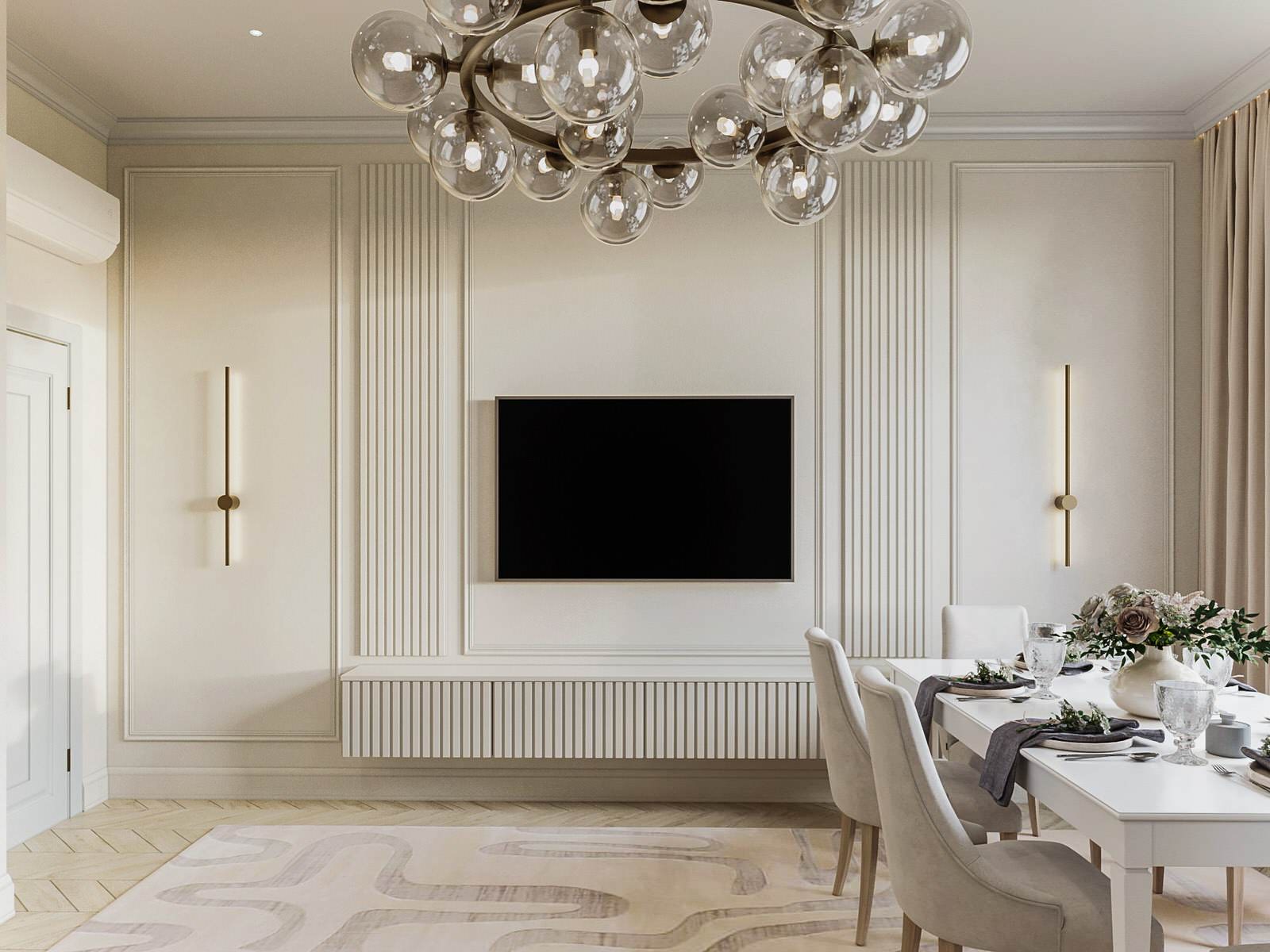 Гостиная в квартире 100 м2 в жк Тушино 2018