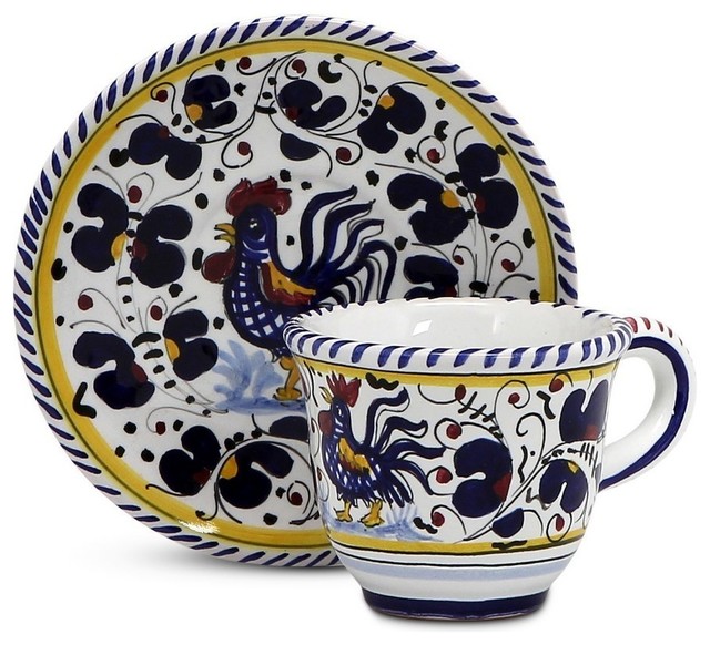 ORVIETO BLUE ROOSTER: Espresso cup and Saucer