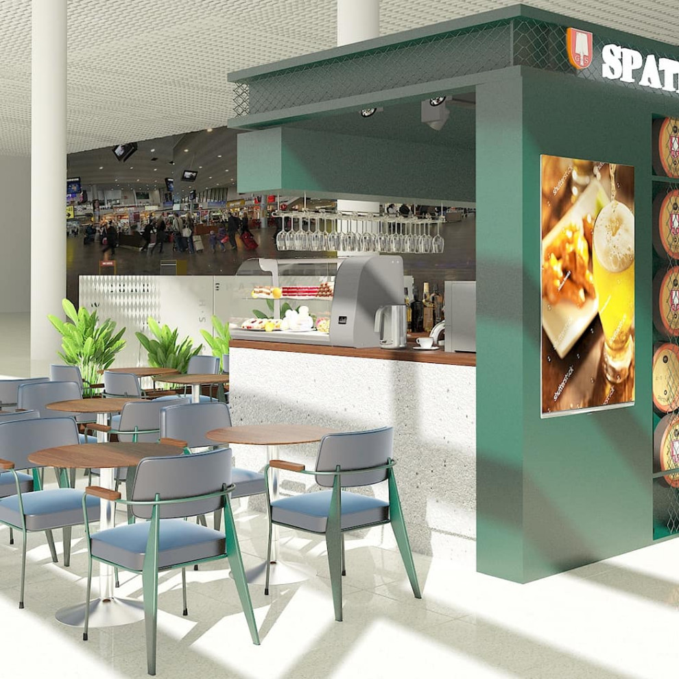 Мы разработали современный дизайн острова «SPATEN HAUS» для Международного аэроп