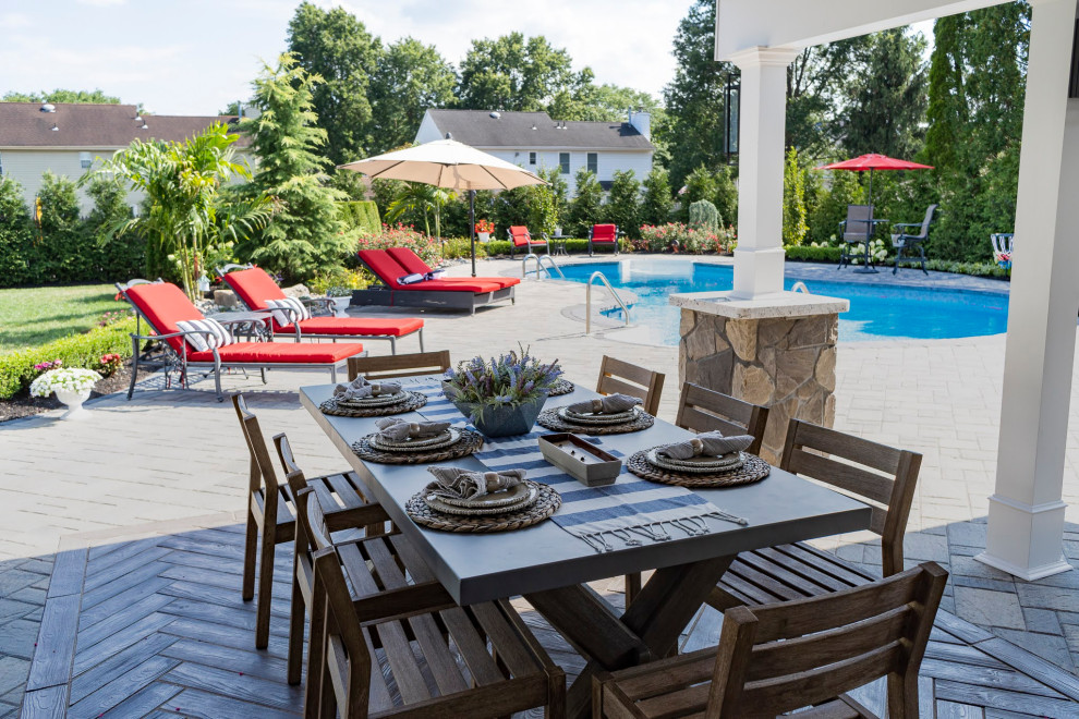 Manalapan, NJ: Outdoor Living Room, Kitchen, Firepit & Pool Patio
