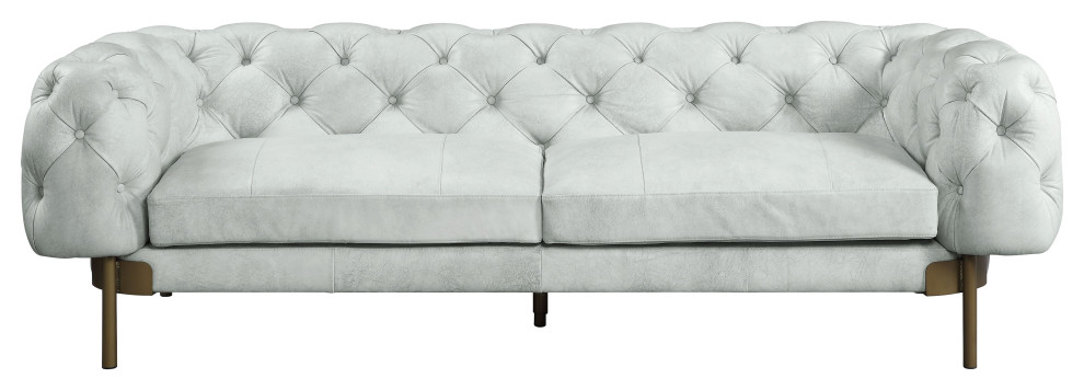 ACME Ragle Sofa, Vintage White Top Grain Leather