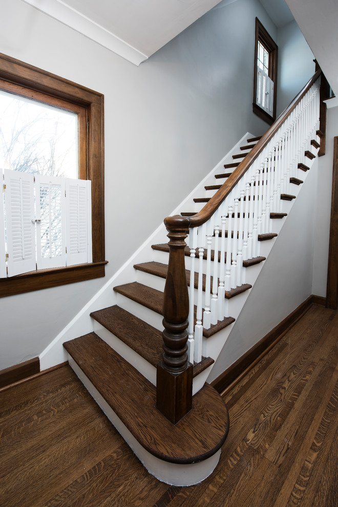 Inspiration for a mid-sized traditional staircase in Indianapolis.