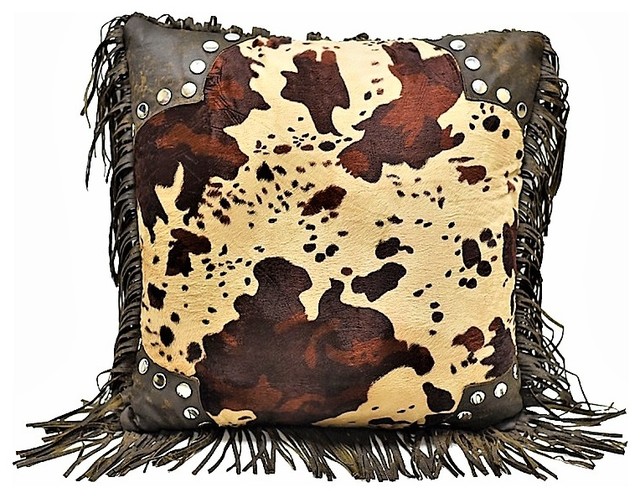 Caldwell Cow Print Western Throw Pillow Contemporary