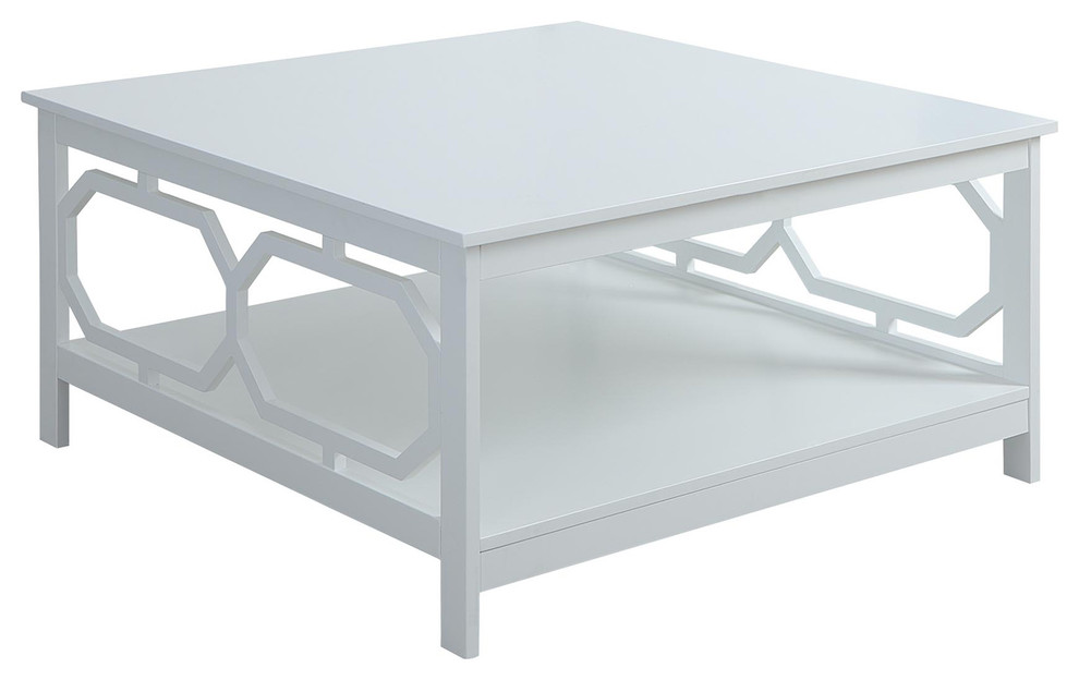 Convenience Concepts Omega Square 36" Coffee Table in White Wood Finish