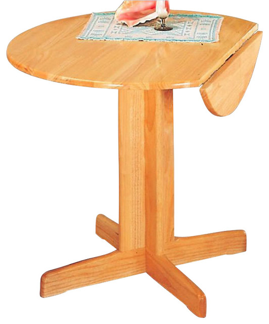 Damen Round Natural Drop Leaf Pedestal Dining Table Transitional Damen Round Natural Drop Leaf Pedestal Dining Table