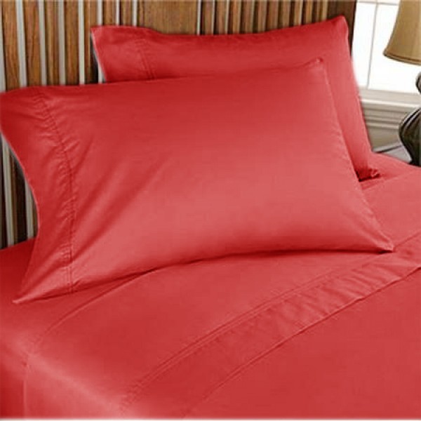 1000TC Egyptian Cotton Sheet Set 4pc Red - FREE USA SHIPPING