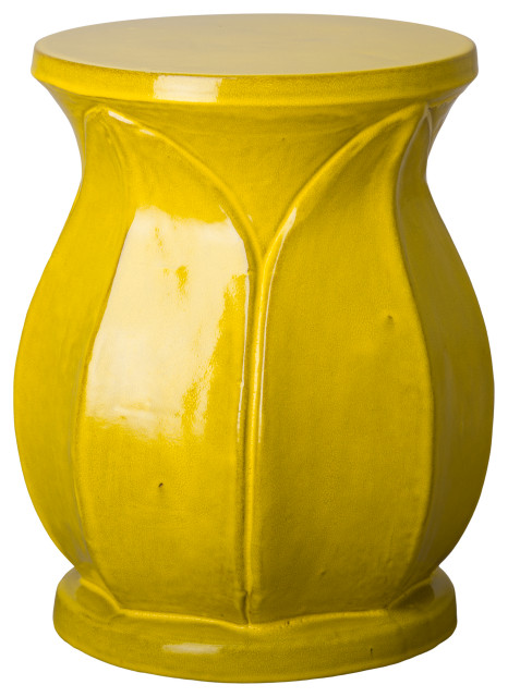 Lotus Mustard Yellow Ceramic Indoor/Outdoor Garden Stool - Contemporary - Accent And Garden ...