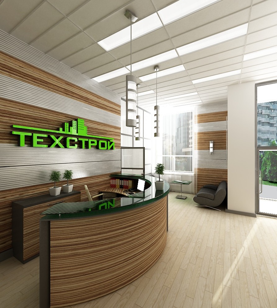 Дизайн-проект офиса "Техстрой" 2018 год. Ресепшин.