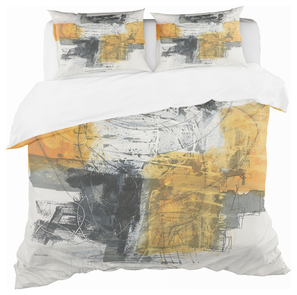 Composition of Yellow and Black Duvet Cover Set, Full/Queen