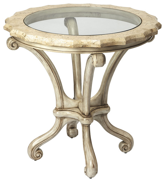 Butler Transitional Connoisseur Round Beige Accent Table