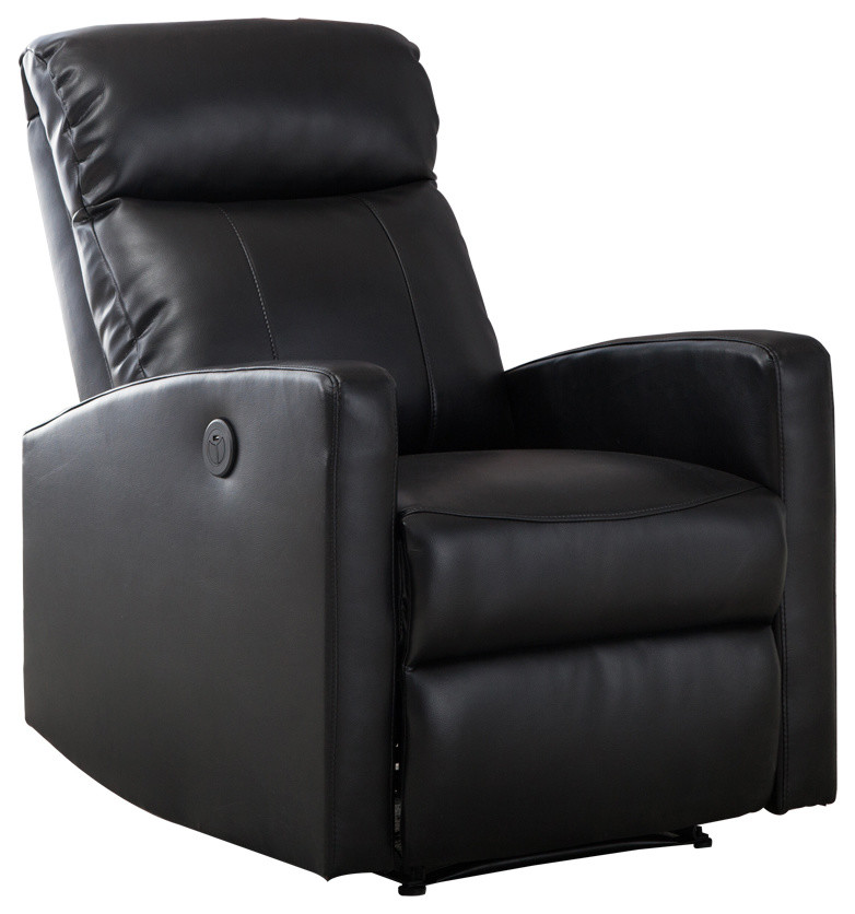 Sean Modern Leather Infused Small Power Reading Recliner, Black ...